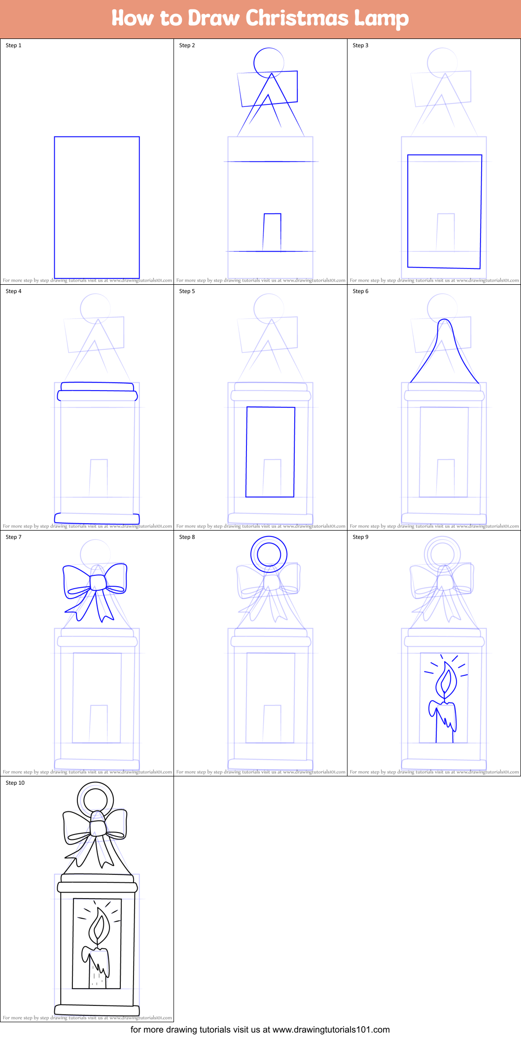 How to Draw Christmas Lamp Printable Step by Step
