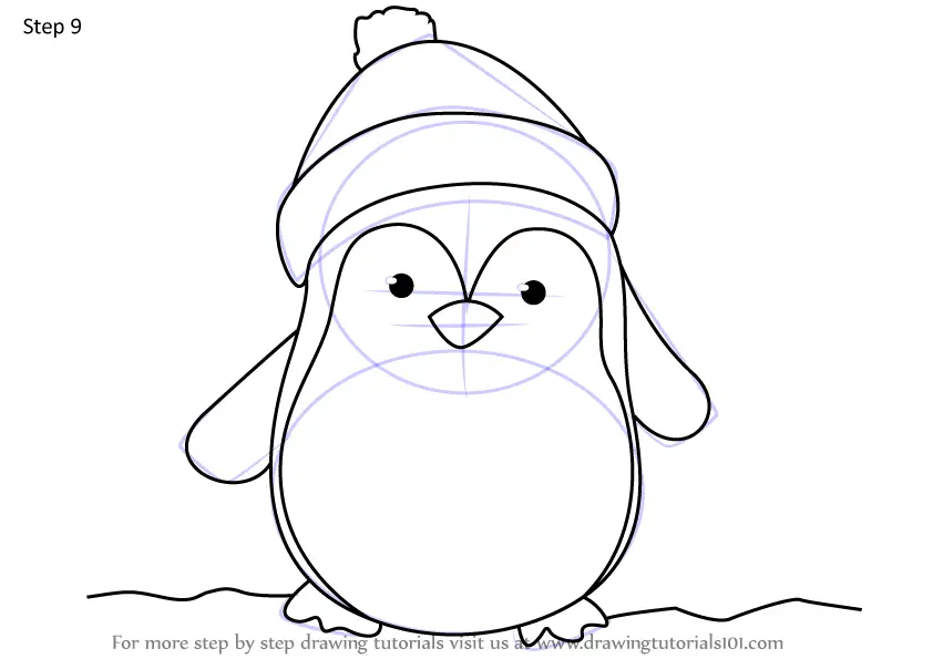 Learn How to Draw Christmas Penguin (Christmas) Step by Step : Drawing