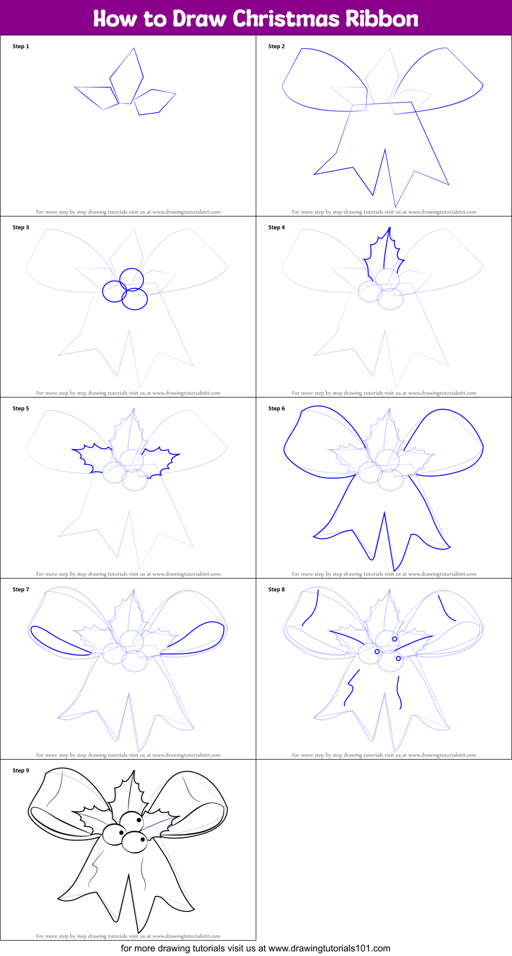 How to Draw Christmas Ribbon (Christmas) Step by Step ...