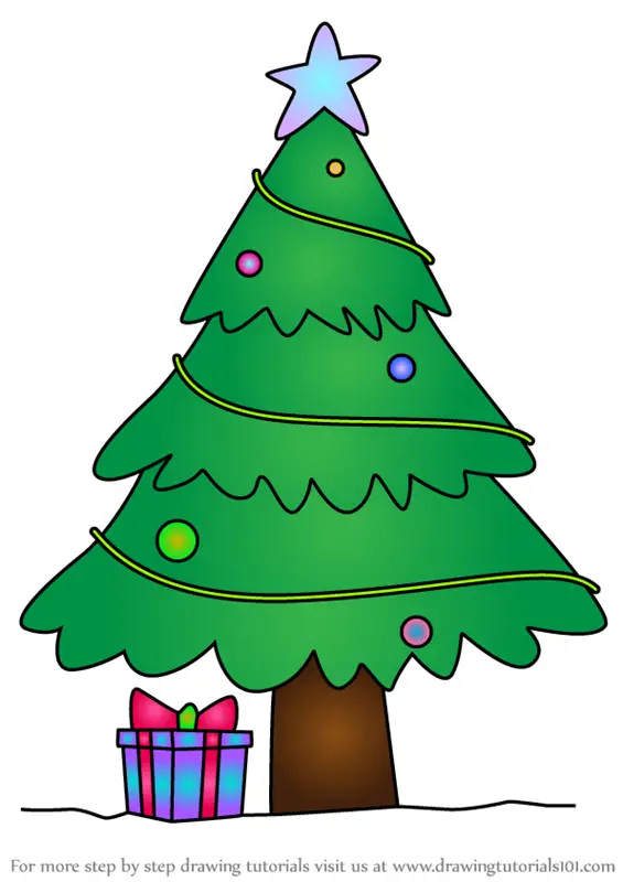 Beautiful Christmas Drawing for Kids - Santa Claus and Christmas Tree-saigonsouth.com.vn