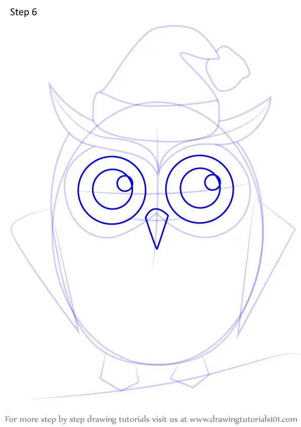Learn How to Draw Owl Wearing a Santa Hat (Christmas) Step by Step : Drawing  Tutorials