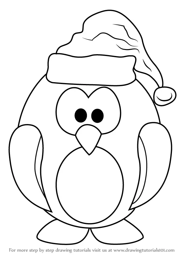 Learn How To Draw Penguin Santa Claus Christmas Step By