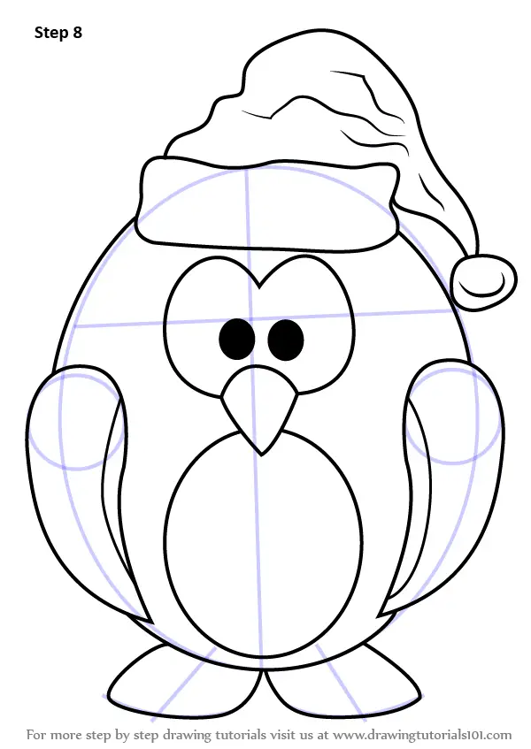 Learn How To Draw Penguin Santa Claus Christmas Step By Step