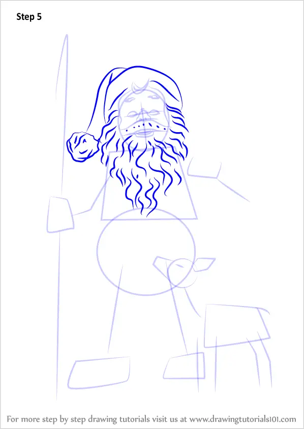 Learn How to Draw Santa Claus With Deer (Christmas) Step by Step