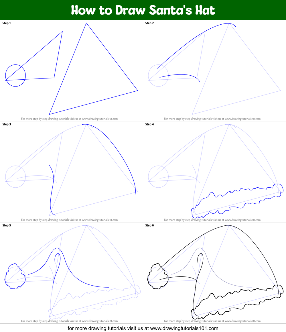 How to Draw Santa's Hat Printable Step by Step