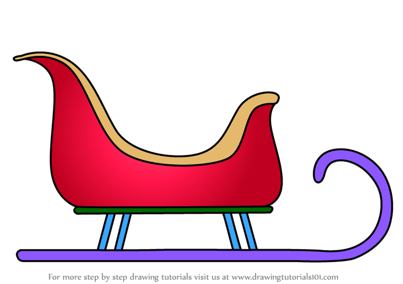 Learn How to Draw Santa Sleigh (Christmas) Step by Step : Drawing Tutorials