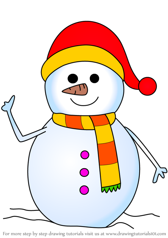 Snowman Drawing Tutorial - How to draw Snowman step by step