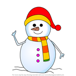 How to Draw Snowman With Scarf