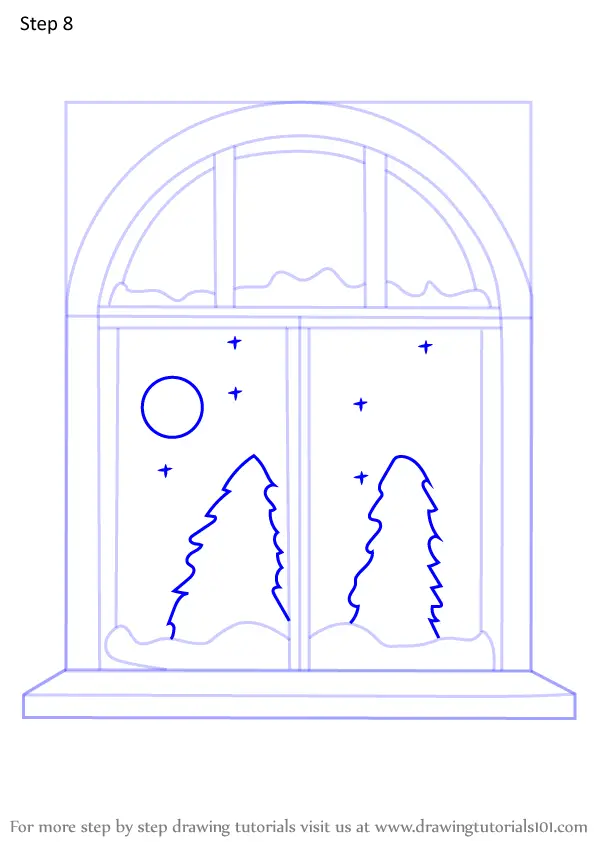 Learn How to Draw Winter Window (Christmas) Step by Step : Drawing