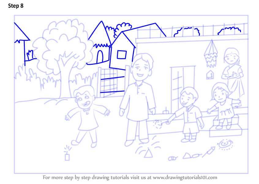 Download Scene Drawing Diwali Drawing Easy Step By Step Pictures