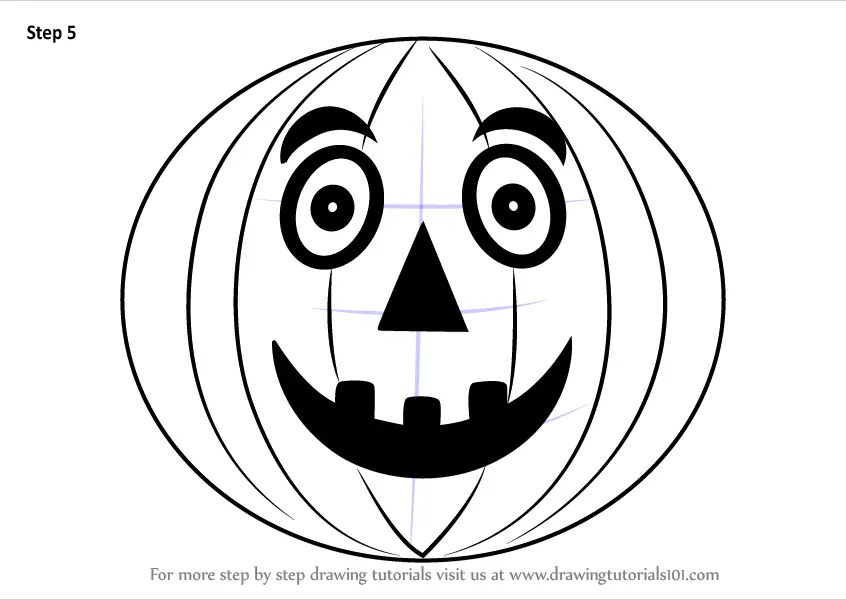 Learn How to Draw Halloween Pumpkin for Kids (Halloween) Step by Step