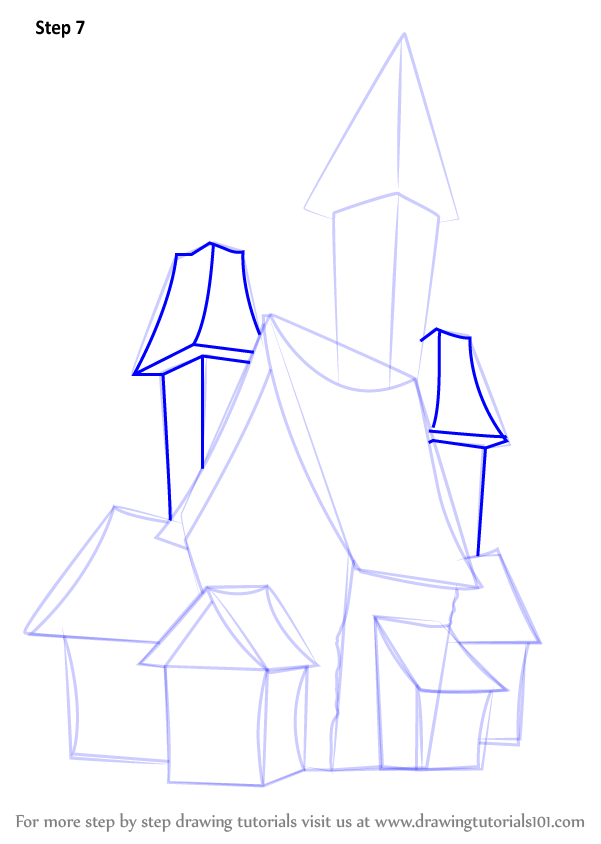 Learn How to Draw a Spooky Haunted House (Halloween) Step by Step