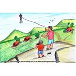 How to Draw Kite Flying Festival