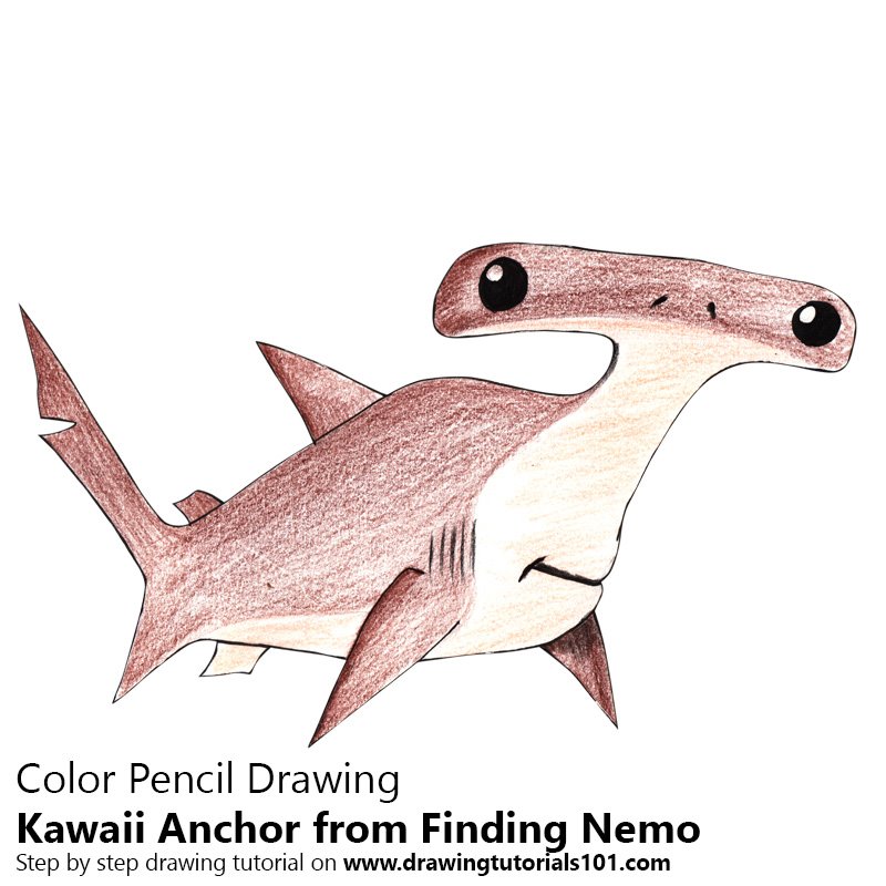 How to Draw Kawaii Anchor from Finding Nemo by Color Pencils