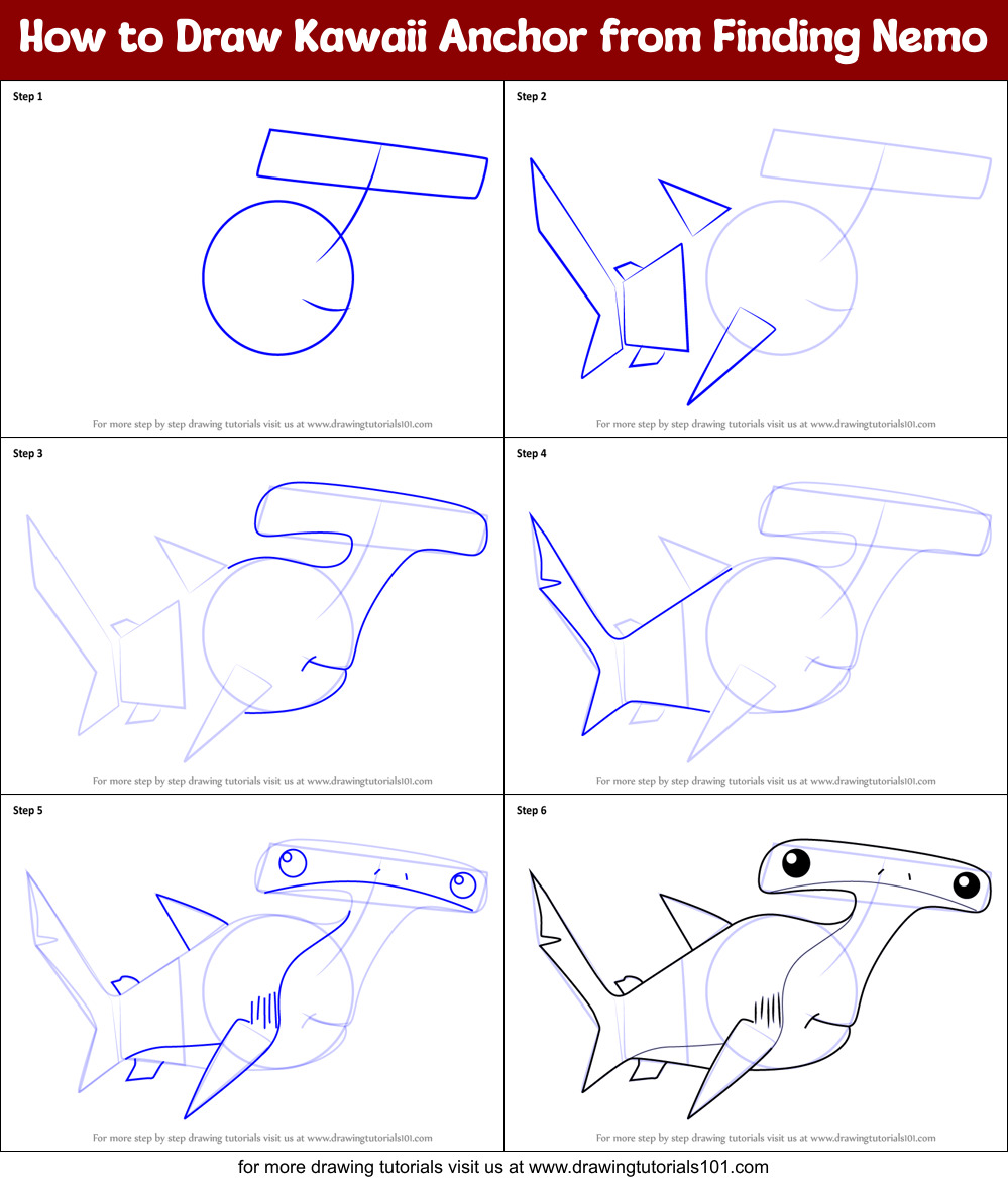 How to Draw Kawaii Anchor from Finding Nemo Printable Step by Step