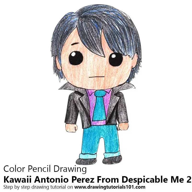 Kawaii Antonio Perez From Despicable Me 2 Color Pencil Drawing