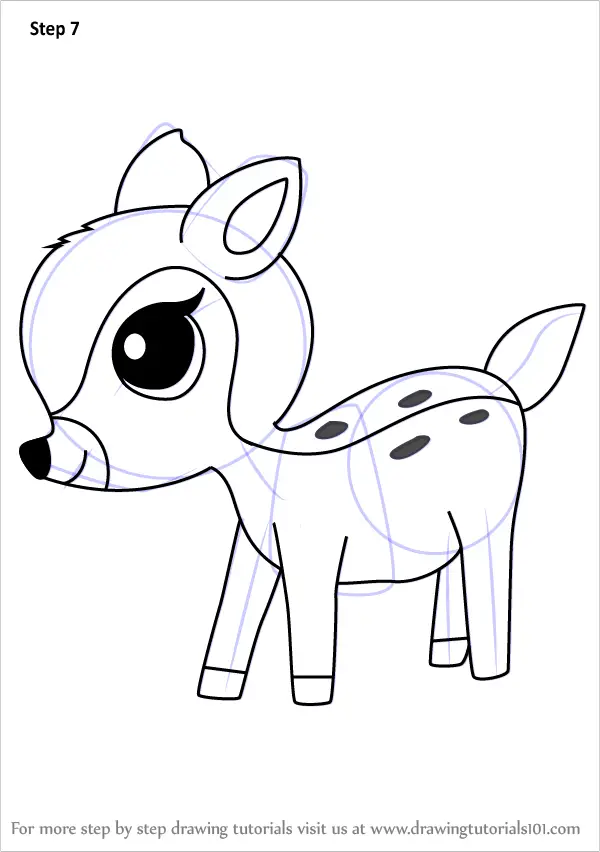 Learn How to Draw Kawaii Bambi (Kawaii Characters) Step by ...