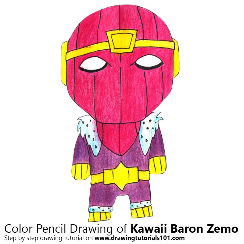 How to Draw Kawaii Baron Zemo by Color Pencils