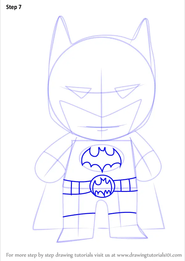 Learn How to Draw Kawaii Batman (Kawaii Characters) Step by Step