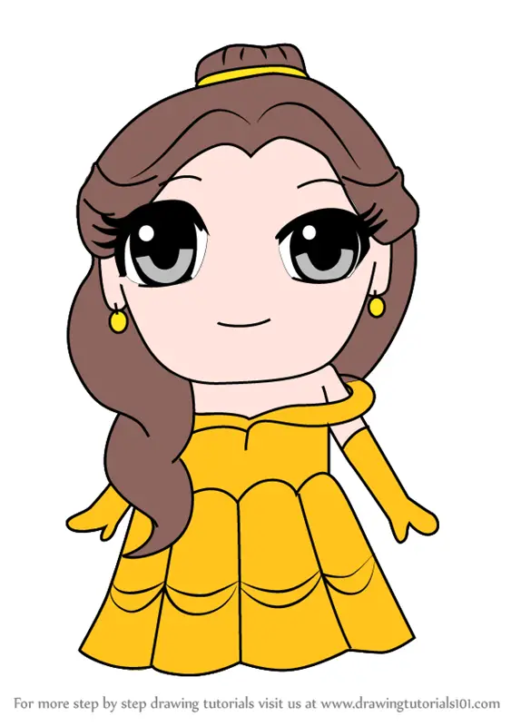 Learn How to Draw Kawaii Belle from Beauty and the Beast (Kawaii  Characters) Step by Step : Drawing Tutorials