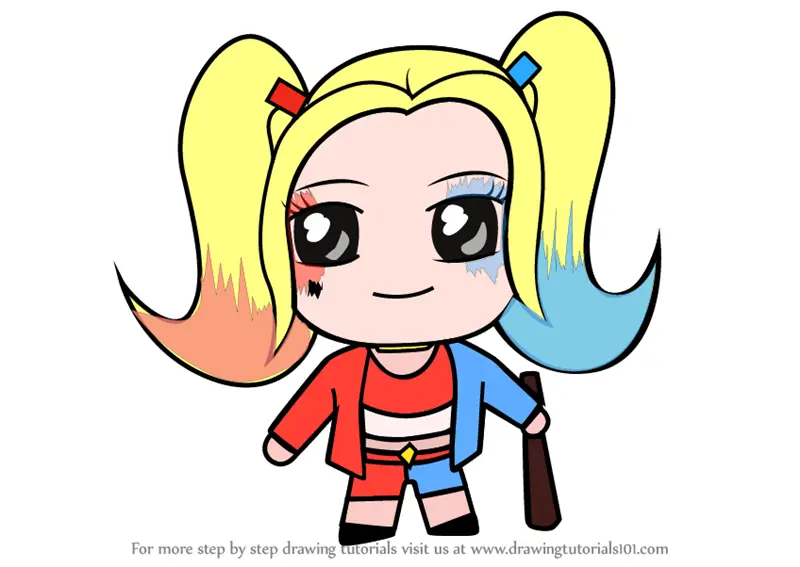 Step 7 : How to Draw Harley Quinn from DC Comics drawing lessons - How to  Draw Step by Step Drawing Tutorials