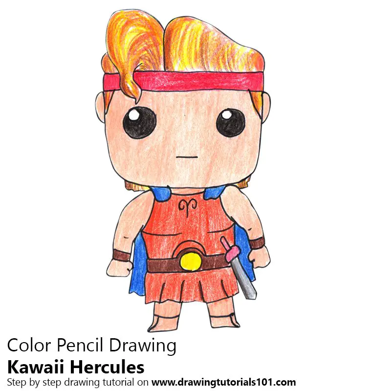 Kawaii Hercules Color Pencil Drawing