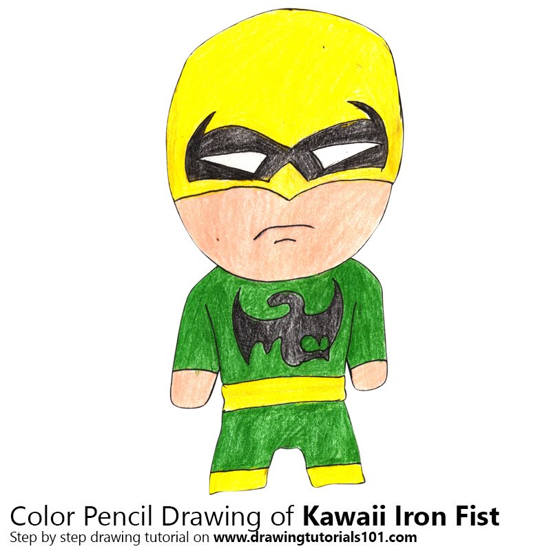 How to Draw Kawaii Iron Fist by Color Pencils