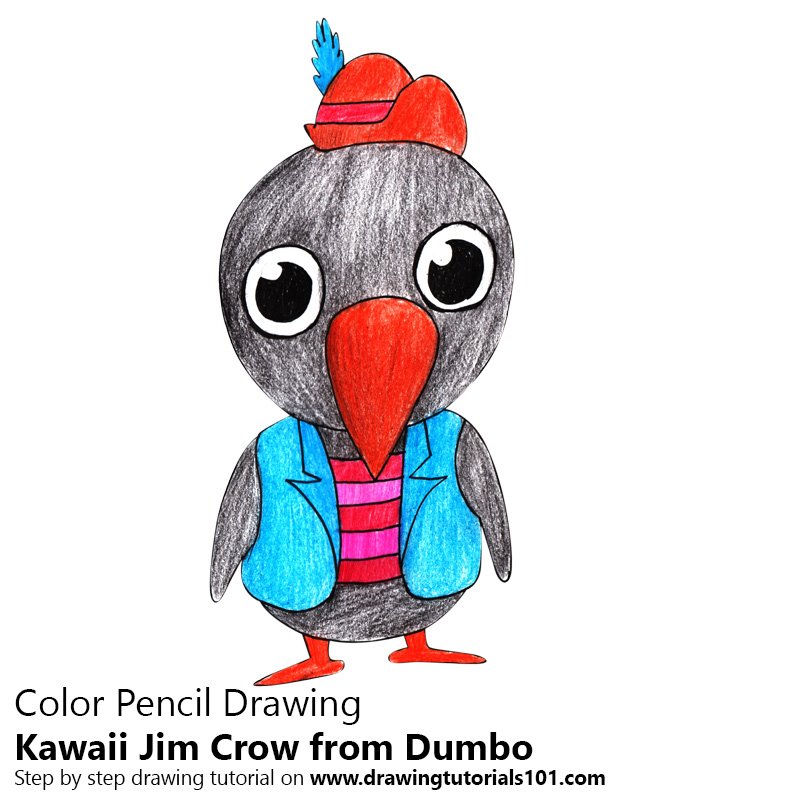How to Draw Kawaii Jim Crow from Dumbo by Color Pencils
