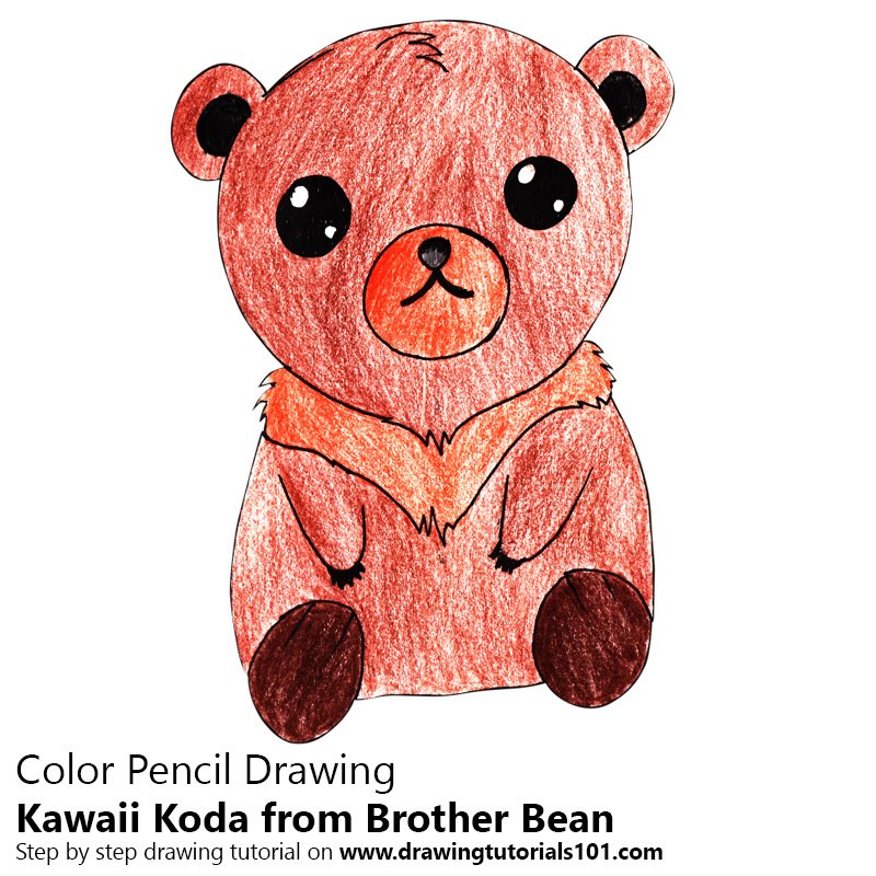 How to Draw Kawaii koda from Brother bean by Color Pencils