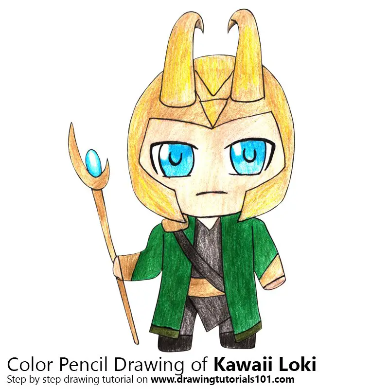 Kawaii Loki Color Pencil Drawing