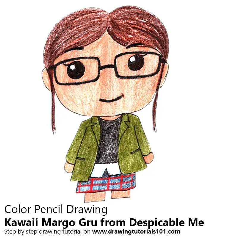 Kawaii Margo Gru from Despicable Me Color Pencil Drawing
