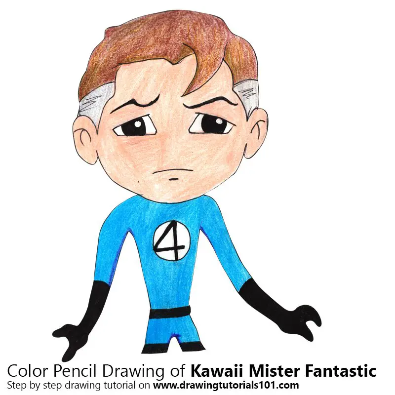 Kawaii Mister Fantastic Color Pencil Drawing