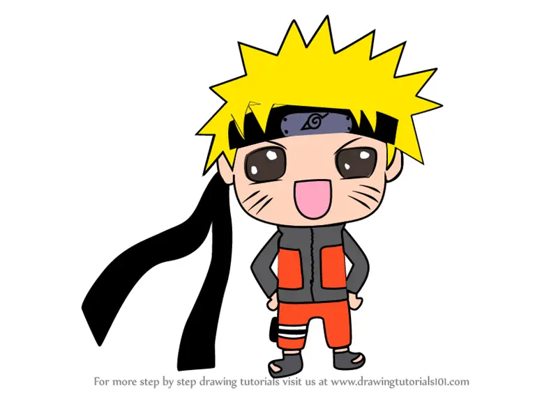 Learn How to Draw Kawaii Naruto Uzumak (Kawaii Characters) Step by Step :  Drawing Tutorials
