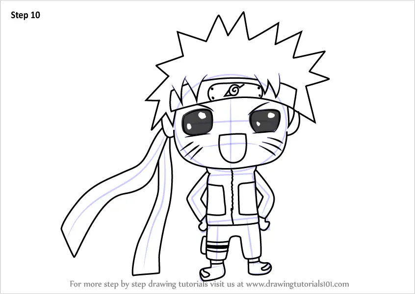 Learn How to Draw Kawaii Naruto Uzumak (Kawaii Characters) Step by Step