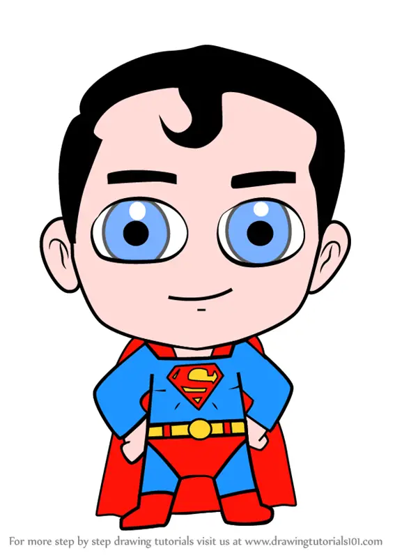 Learn How to Draw Kawaii Superman (Kawaii Characters) Step by Step : Drawing  Tutorials