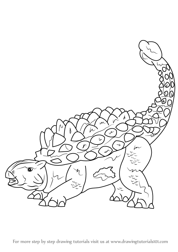 Learn How to Draw Ankylosaurus (Dinosaurs) Step by Step : Drawing Tutorials