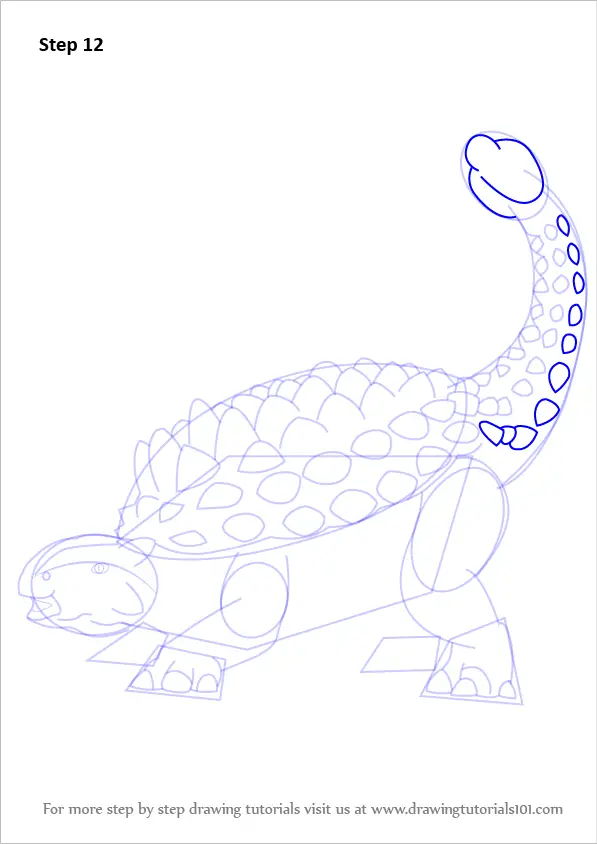 Learn How to Draw Ankylosaurus (Dinosaurs) Step by Step : Drawing Tutorials