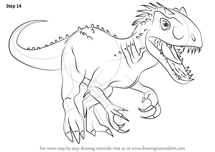 Learn How to Draw The Indomius Rex (Dinosaurs) Step by Step ...