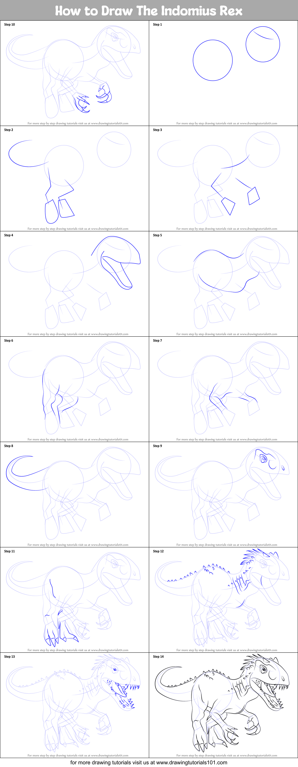 How to Draw The Indomius Rex Printable Step by Step