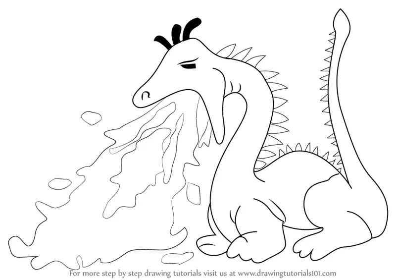Learn How to Draw a Fire Breathing Dragon for Kids (Dragons) Step by Step :  Drawing Tutorials