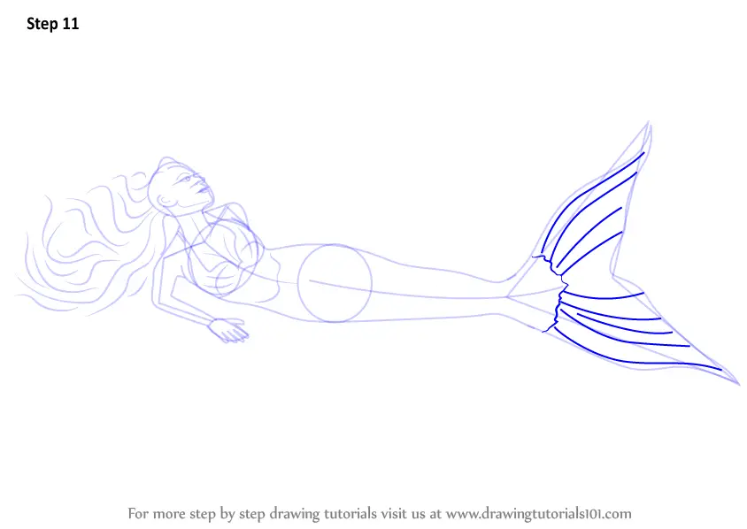 Learn How to Draw a Mermaid in Water (Mermaids) Step by Step : Drawing
