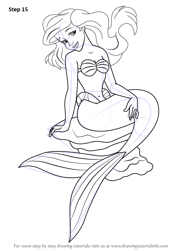 Learn How to Draw a Mermaid Sitting on a Rock (Mermaids) Step by Step