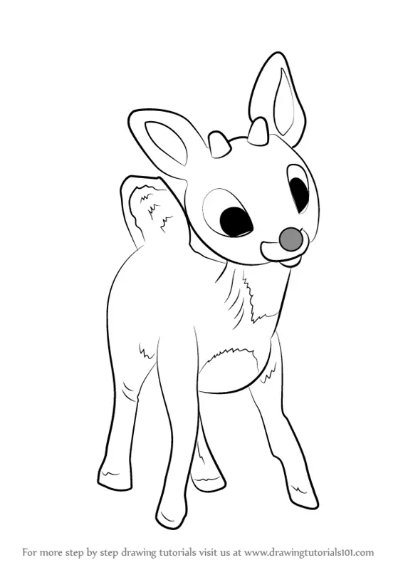 Learn How to Draw Rudolph the Red-Nosed Reindeer (Other Creatures) Step