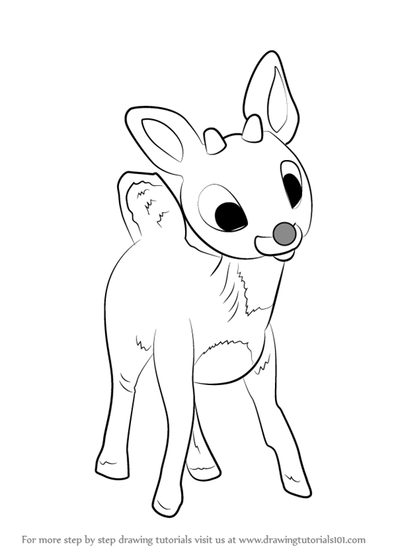 Learn How to Draw Rudolph the Red-Nosed Reindeer (Other Creatures) Step