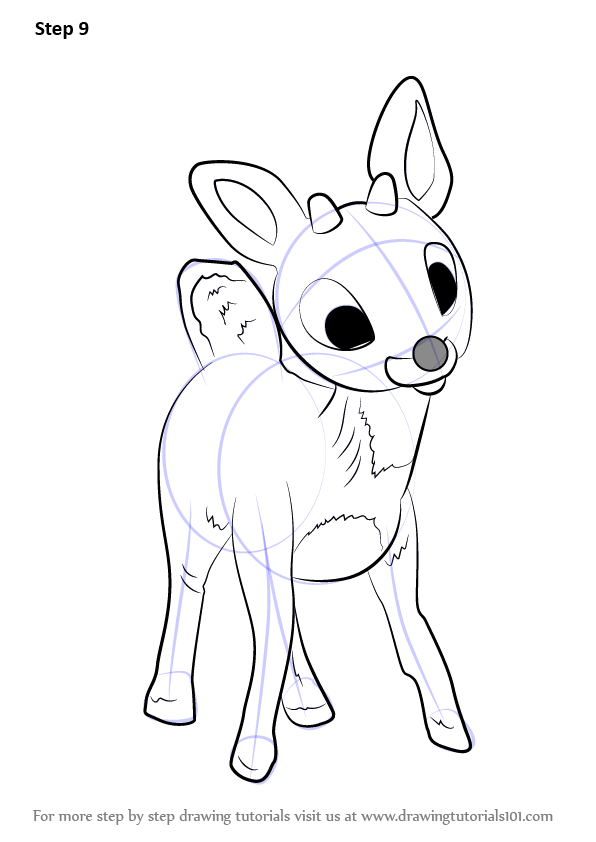 Learn How to Draw Rudolph the Red-Nosed Reindeer (Other Creatures) Step