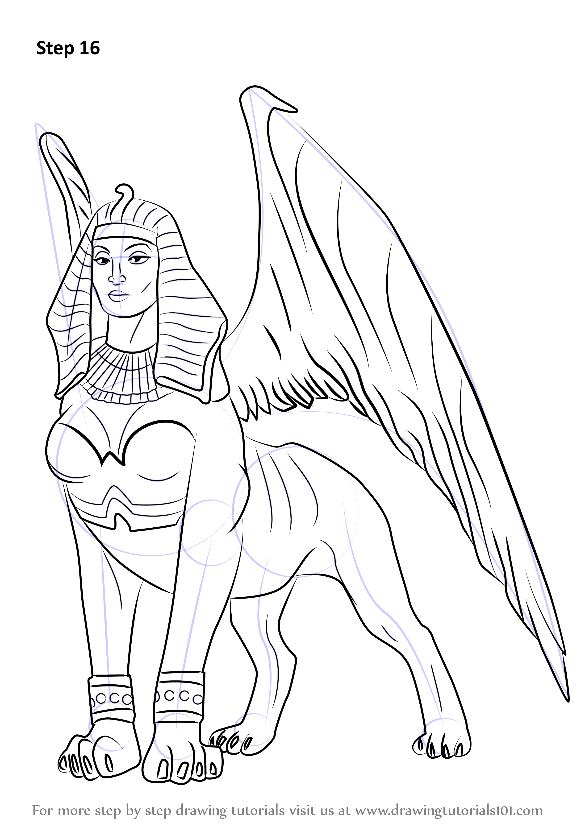 Learn How to Draw a Sphinx (Other Creatures) Step by Step : Drawing