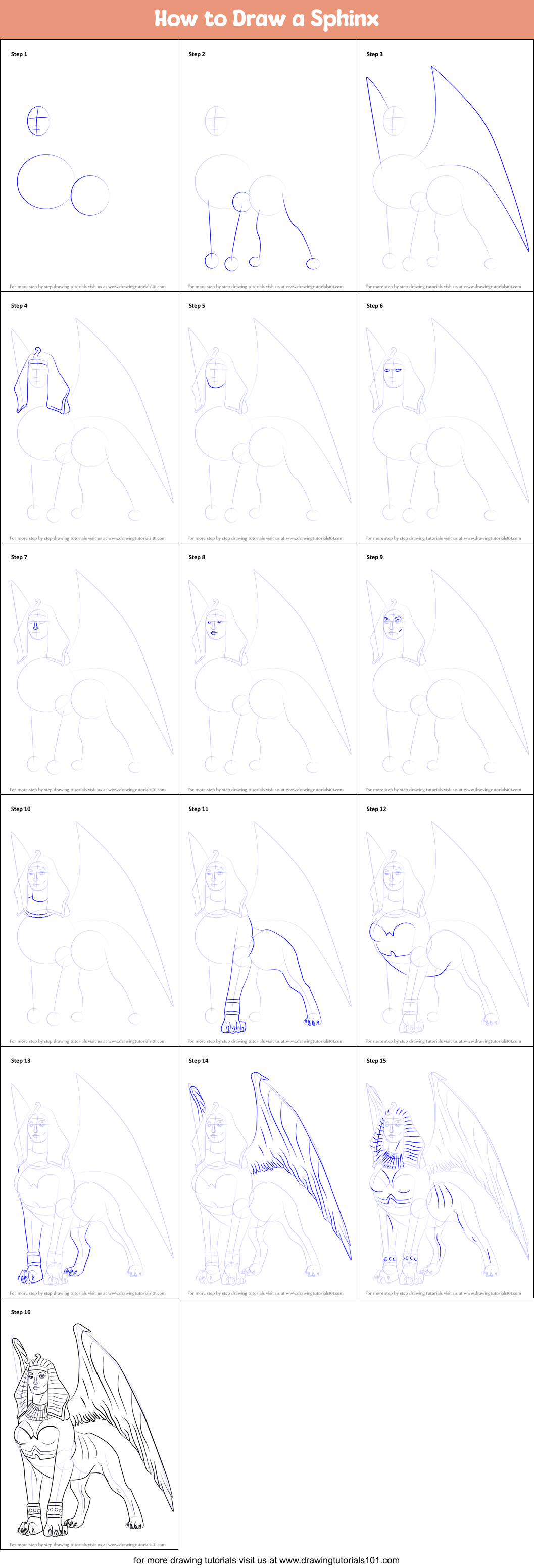 How to Draw a Sphinx Printable Step by Step
