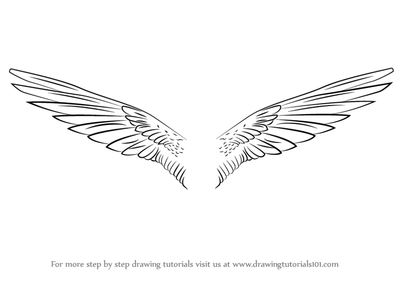 step by step how to draw unicorn wings