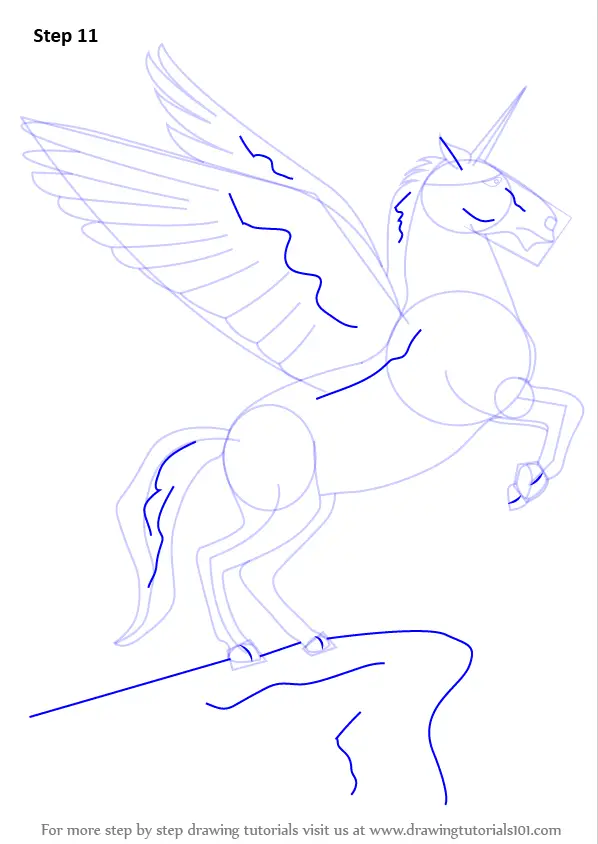 Step by Step How to Draw a Unicorn with Wings : DrawingTutorials101.com