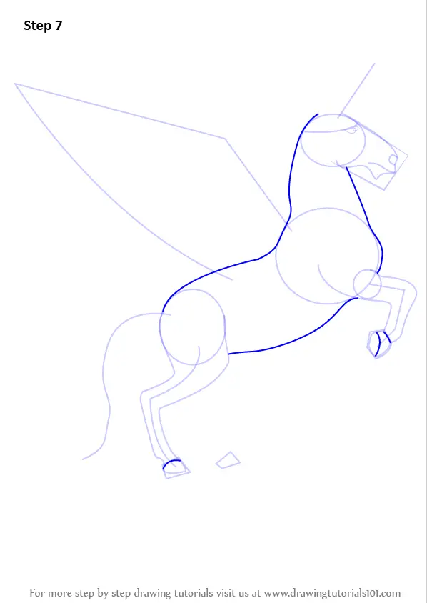 Step by Step How to Draw a Unicorn with Wings : DrawingTutorials101.com